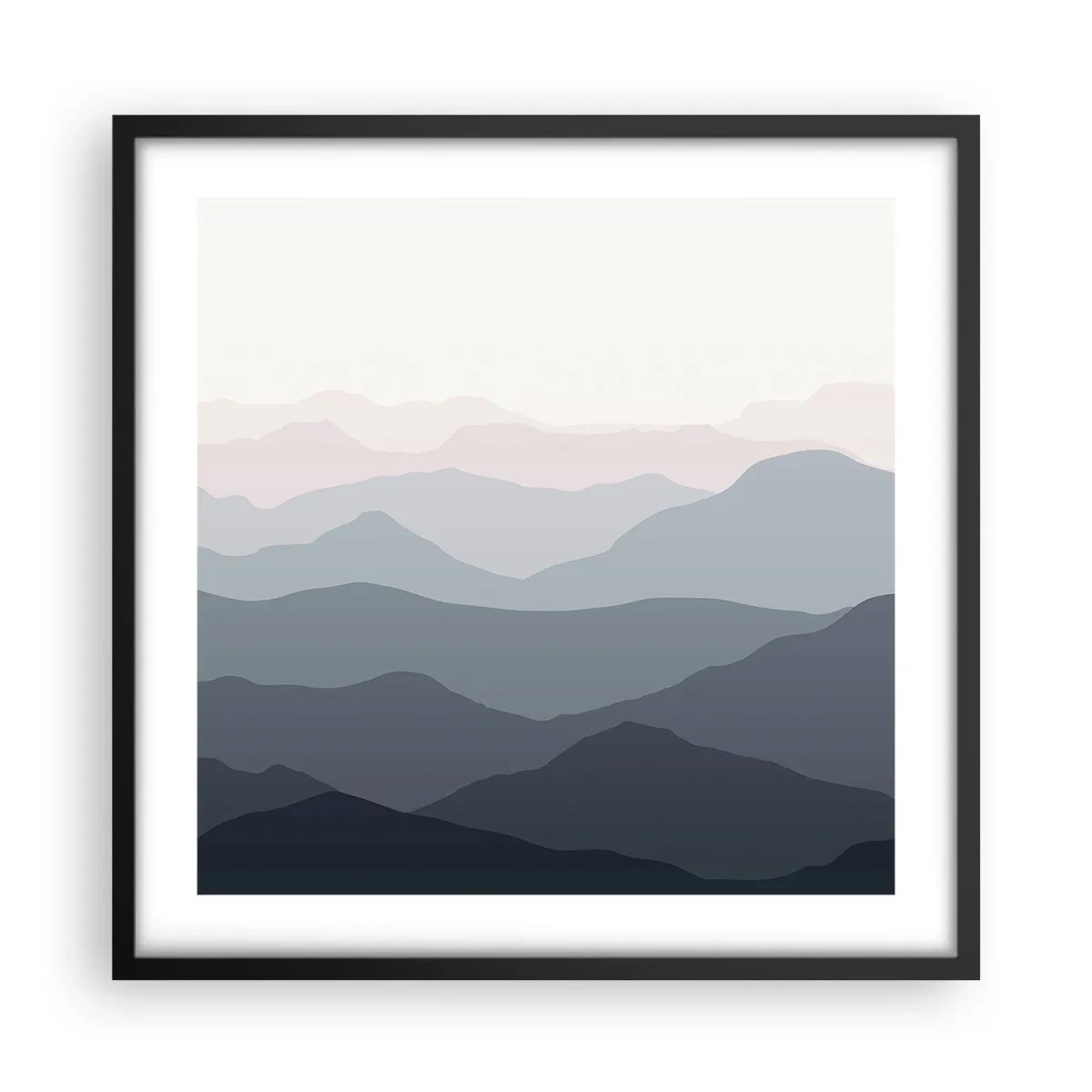 Pôster com moldura preta - Ondas de montanha - 50x50 cm