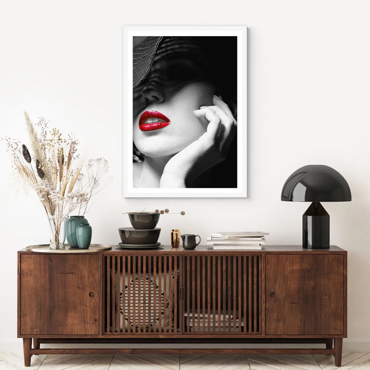 Pôster em moldura branca - Um estudo em vermelho - 61x91 cm