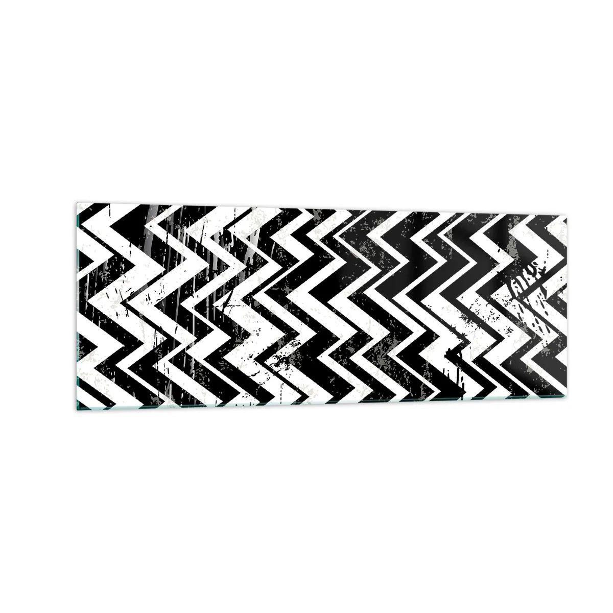 Quadro em vidro - Zig-branco, zag-preto - 140x50 cm