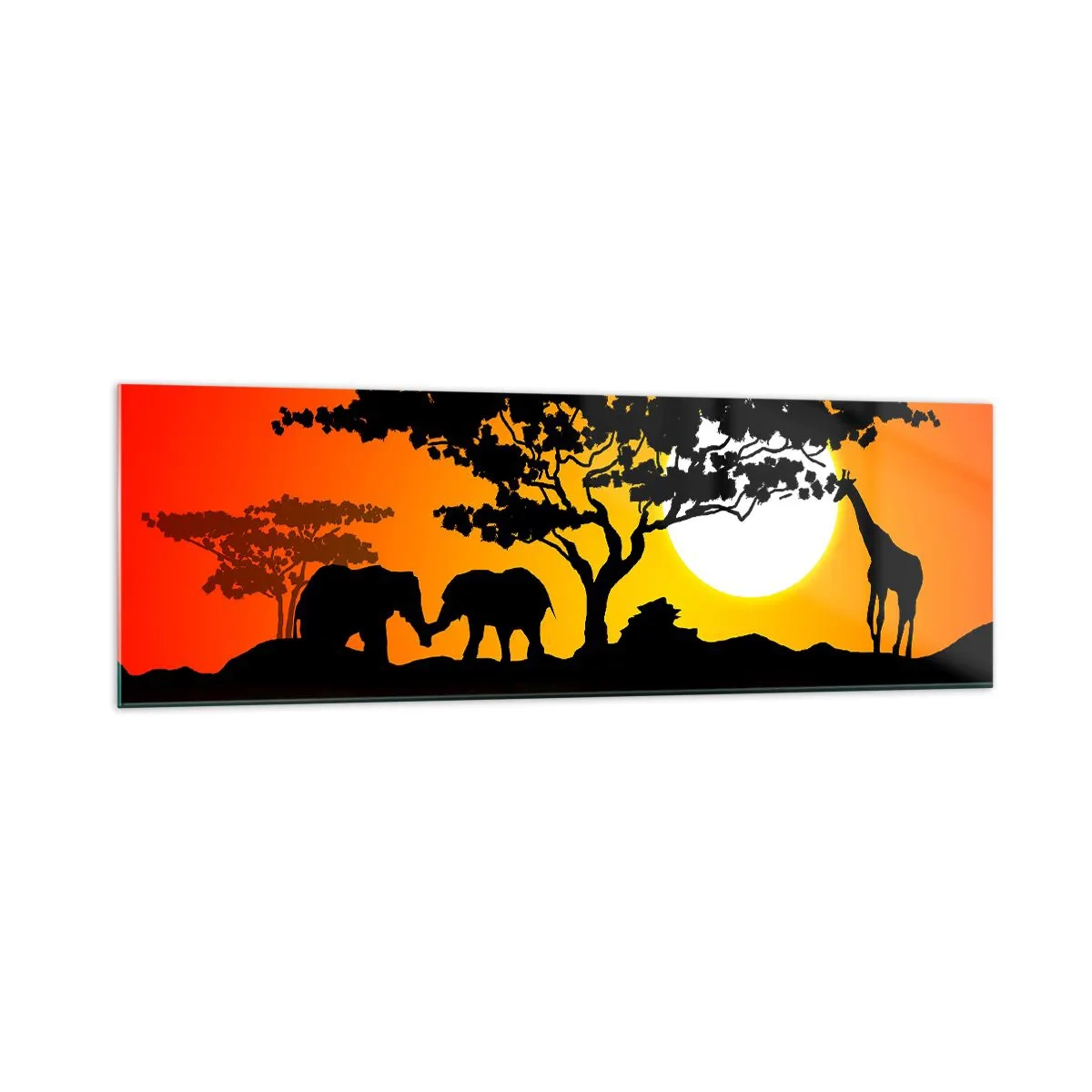 Quadro em vidro - Encontro na savana - 160x50 cm