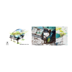 Amostra de papel de parede Premium Canvas - Encantado pela música - Piano, Abstração, Música - 100x30 cm