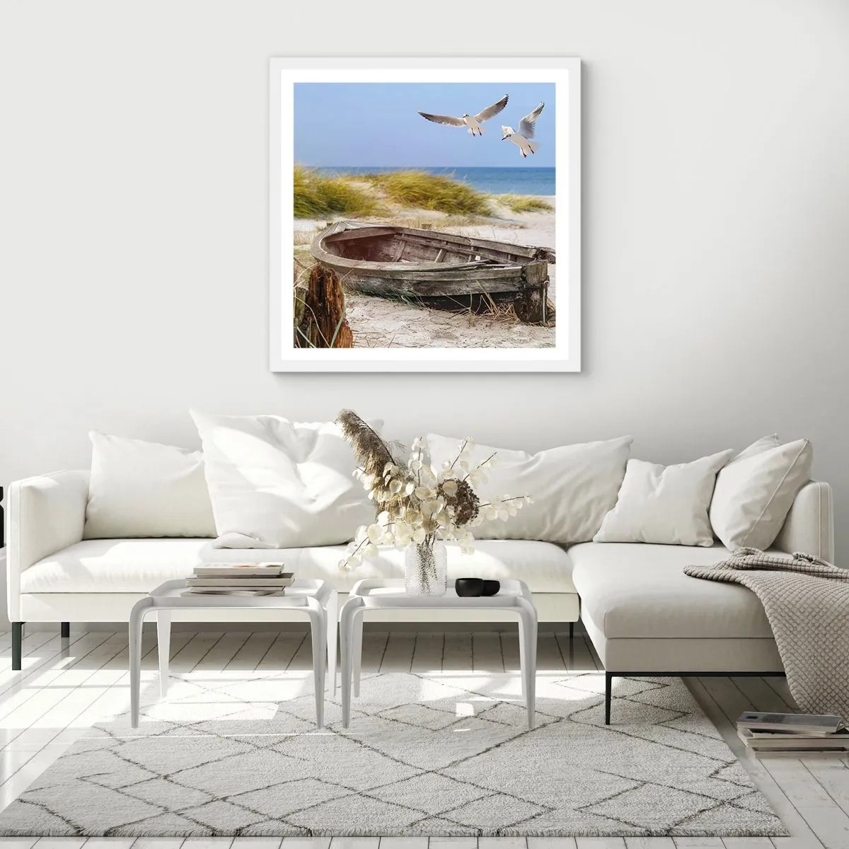 Pôster em moldura branca - Banhado pelo vento - 60x60 cm