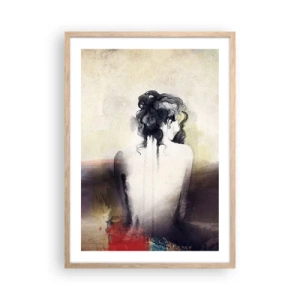 Pôster com moldura de carvalho claro - Linhas suaves, formas ovais - 50x70 cm