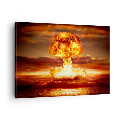 Quadro em tela - Explosão de nuvem em forma de cogumelo com o pôr do sol como pano de fundo - 70x50cm - E o fim vai chegar - Decoração de parede moderna para a sala de estar e quarto ARTTOR
