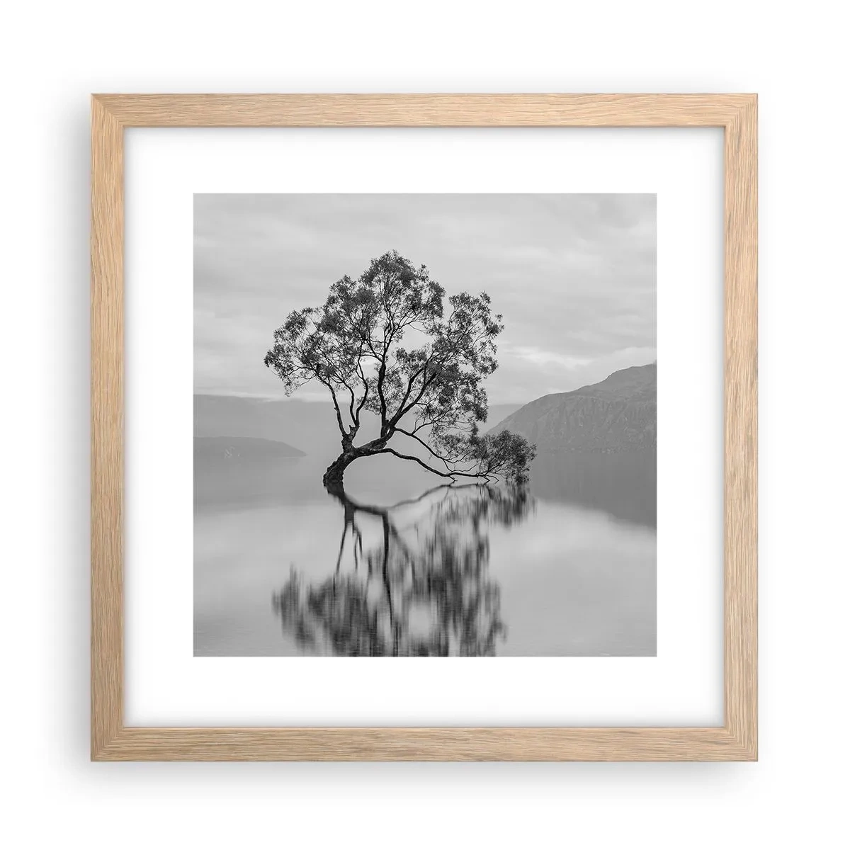 Pôster com moldura de carvalho claro - Existe um país assim - 30x30 cm