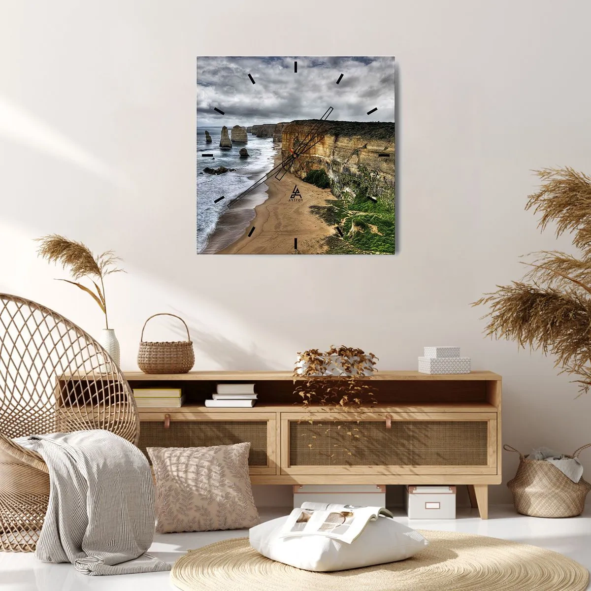 Relógio de parede - Relógio em vidro - Beleza crua - 30x30 cm