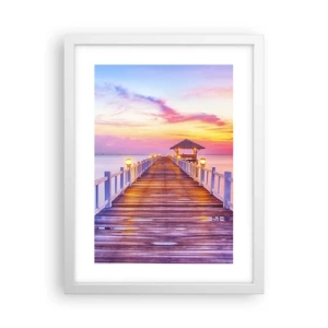 Pôster em moldura branca - O silêncio lilás-dourado da noite - 30x40 cm