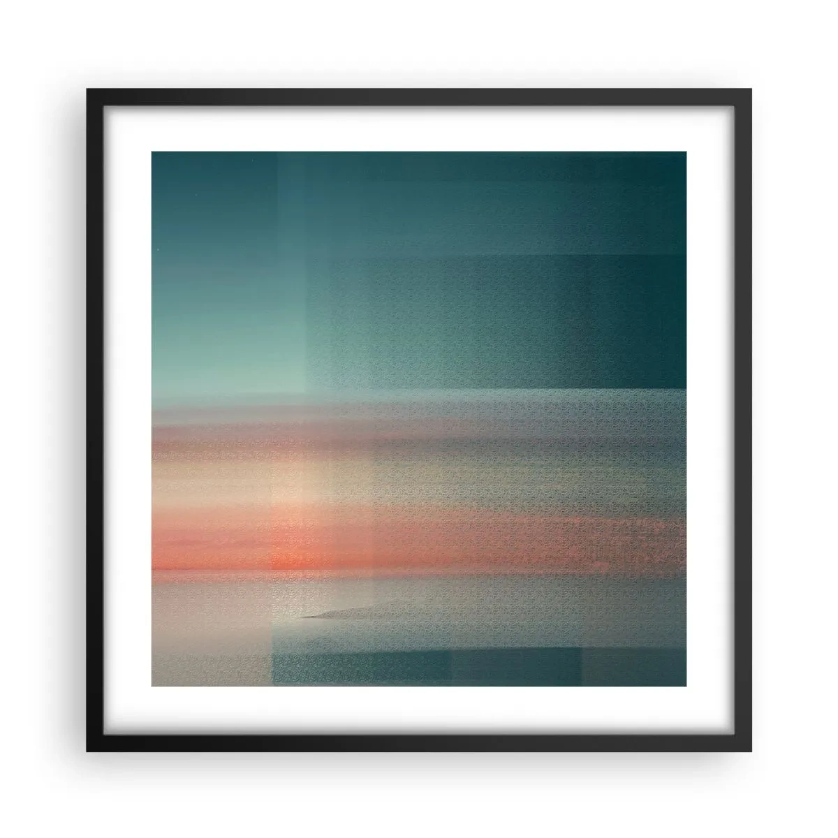 Pôster com moldura preta - Resumo: ondas de luz - 50x50 cm