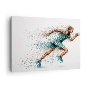 Quadro em tela - Uma figura de corredor dinâmica composta de pequenas partículas - 70x50cm - A vida é uma corrida - Decoração de parede moderna para a sala de estar e quarto ARTTOR