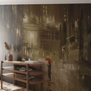 Papel de Parede Autocolante Deluxe Sticker - Sozinha, mas não solitária - Cidade, Mulher, Arquitetura - 150x105 cm