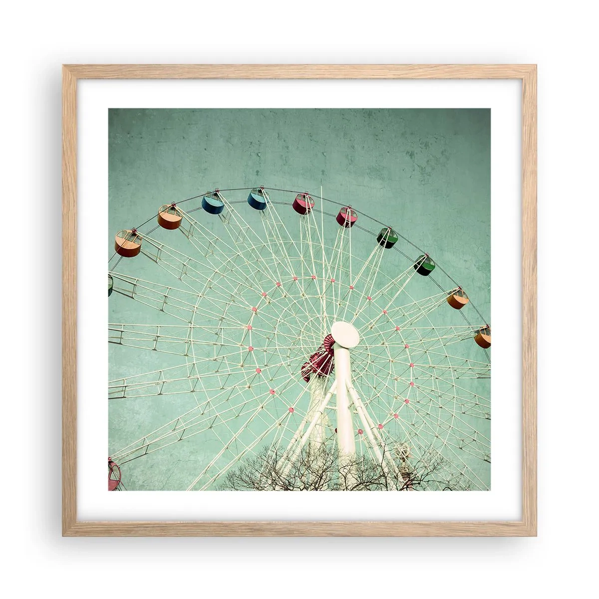 Pôster com moldura de carvalho claro - Diverte-te - 50x50 cm