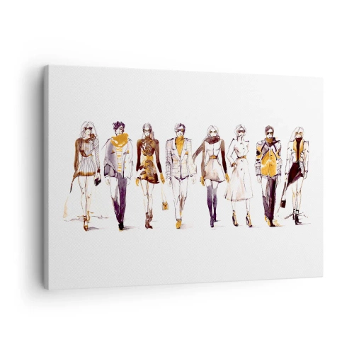 Quadro em tela - Esboço de um grupo de pessoas em trajes da moda - 70x50cm - Elegância elegante e casual sem esforço - Decoração de parede moderna para a sala de estar e quarto ARTTOR