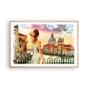 Pôster com moldura de carvalho claro - Aventura de verdade somente em ... - 91x61 cm