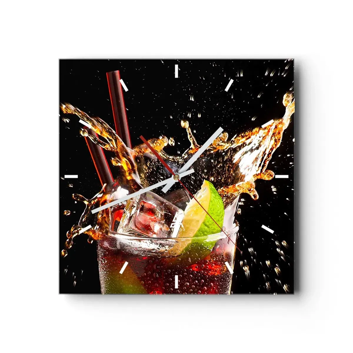 Relógio de parede - Relógio em vidro - Alegria e energia das cores - 40x40 cm