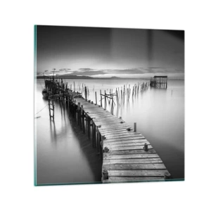 Quadro em vidro - A tranquilidade de uma costa esquecida - 40x40 cm