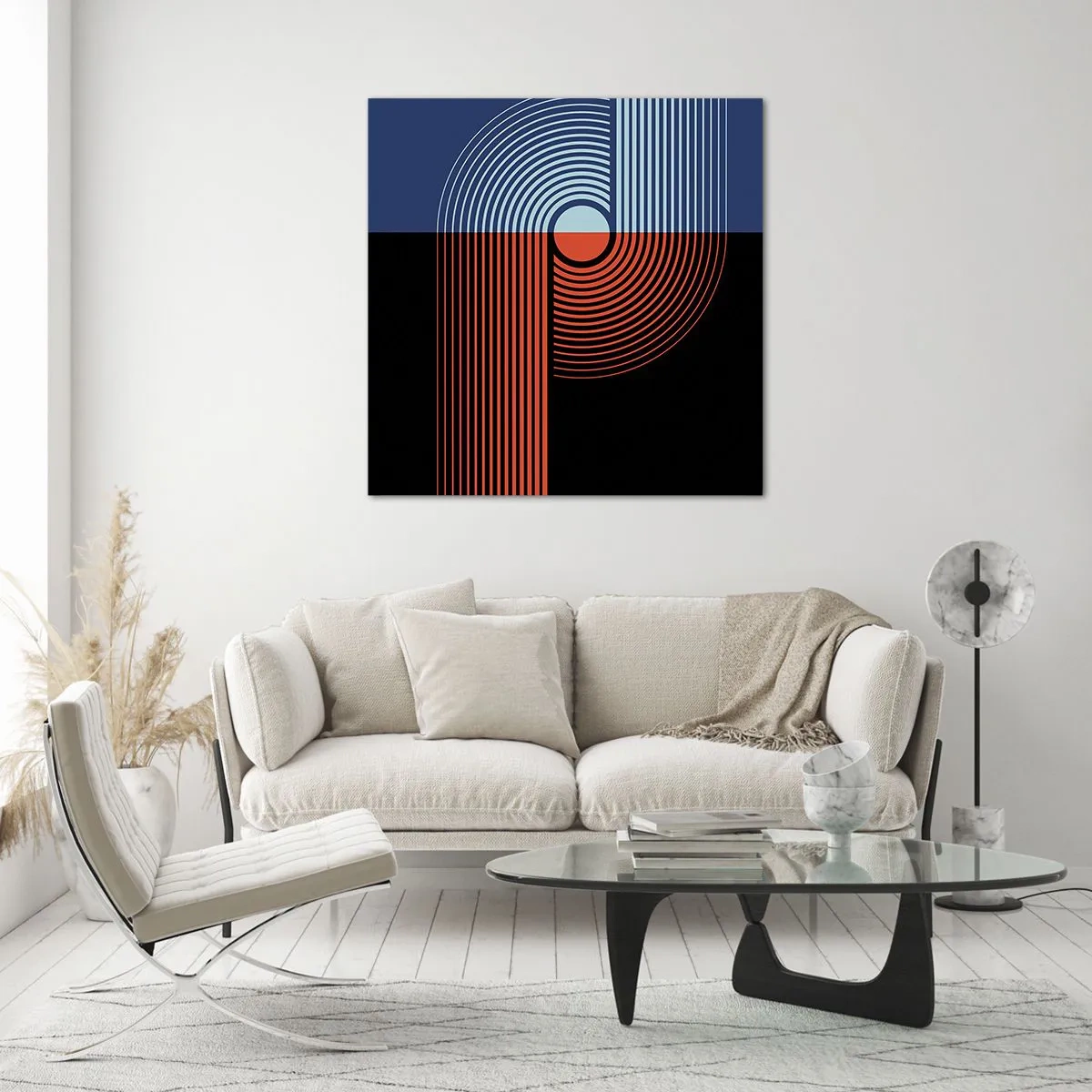 Quadro em vidro - Num abraço geométrico - 70x70 cm