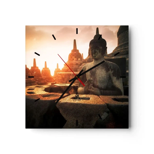 Relógio de parede - Relógio em vidro - Clima de grande sabedoria - 40x40 cm