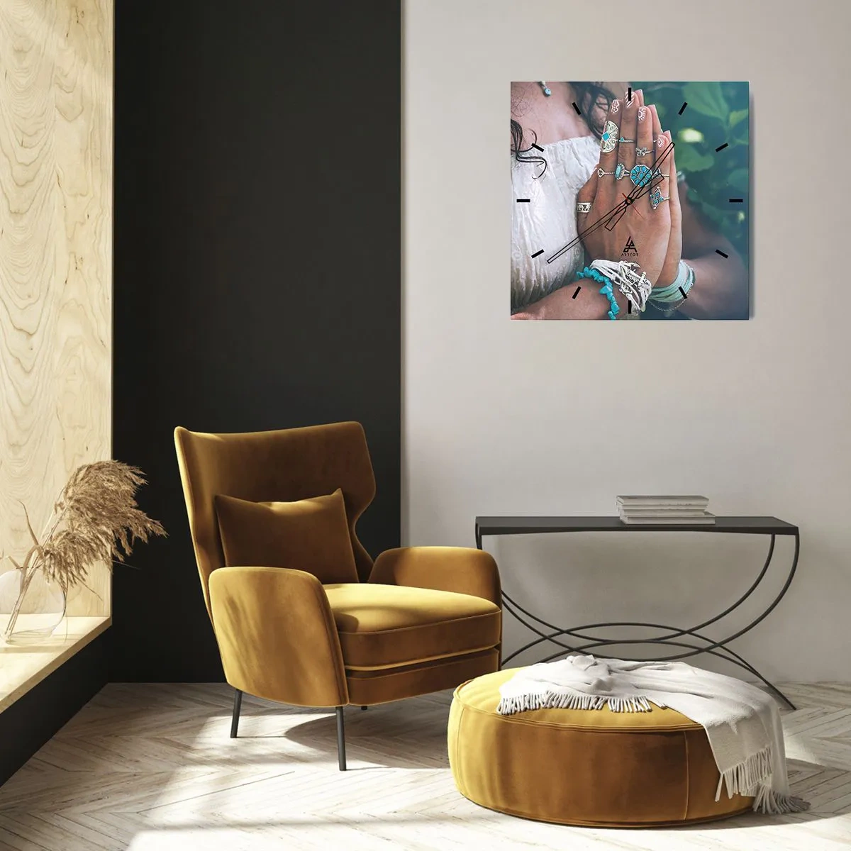 Relógio de parede - Relógio em vidro - Bem-vindo ao centro do ser - 30x30 cm