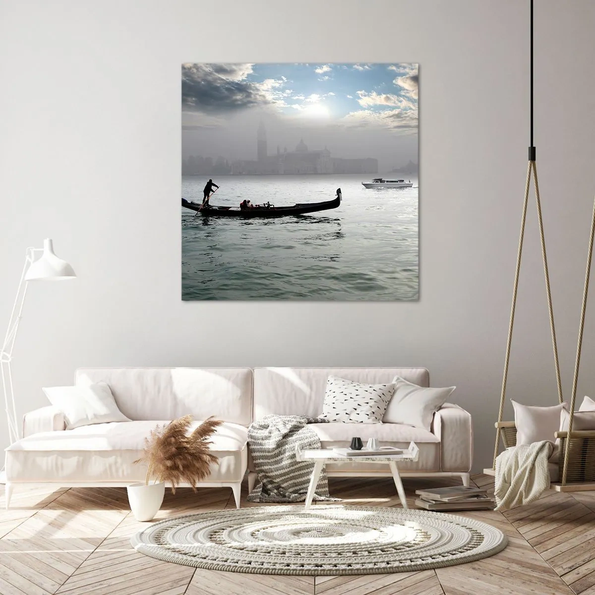 Quadro em tela - Uma cidade fabulosa feita de água e nevoeiro - 50x50 cm