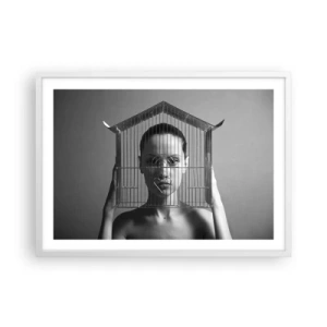 Pôster em moldura branca - Retrato um pouco surreal - 70x50 cm