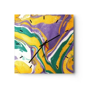 Relógio de parede - Relógio em vidro - Ondas de cor - 30x30 cm
