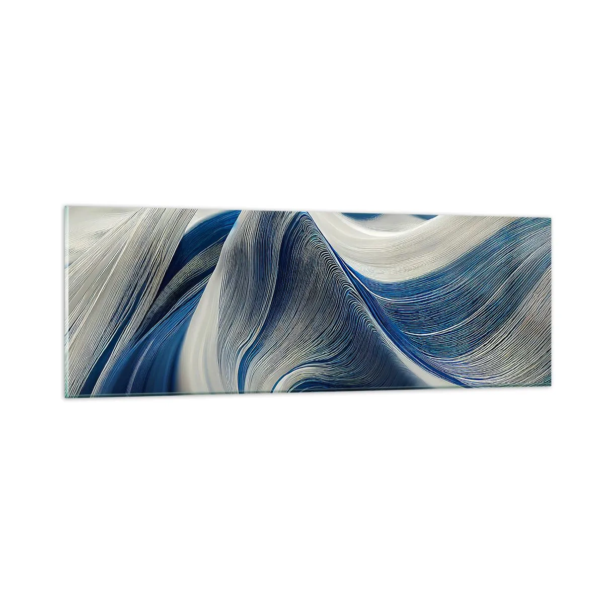 Quadro em vidro - A fluidez do azul e do branco - 90x30 cm