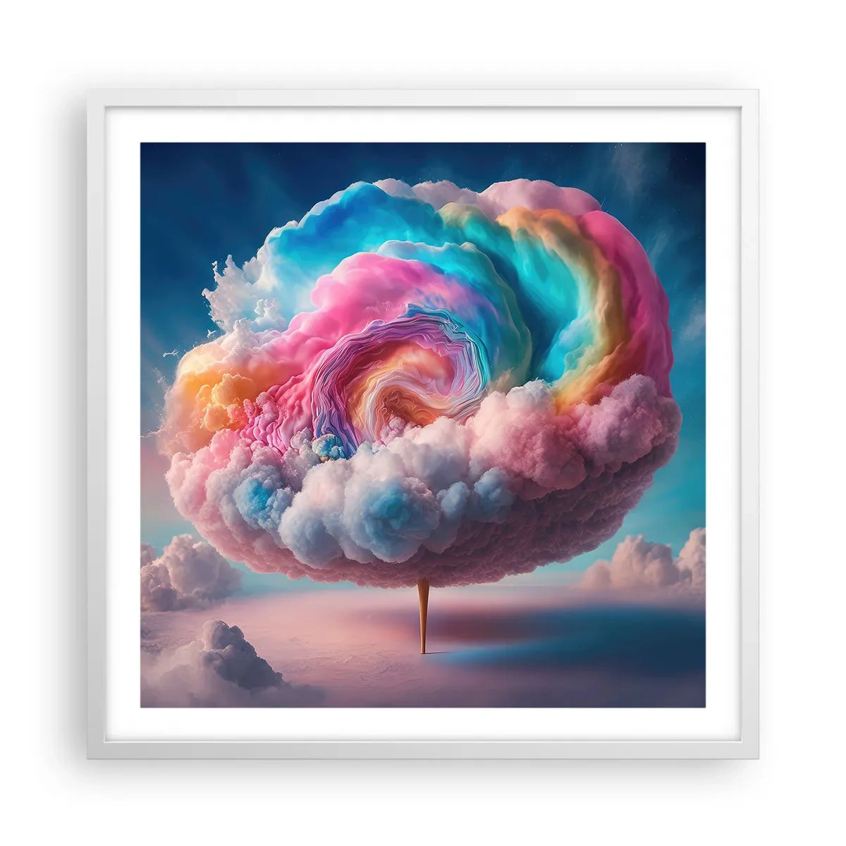 Pôster em moldura branca - O sonho de um parque de diversões - 60x60 cm