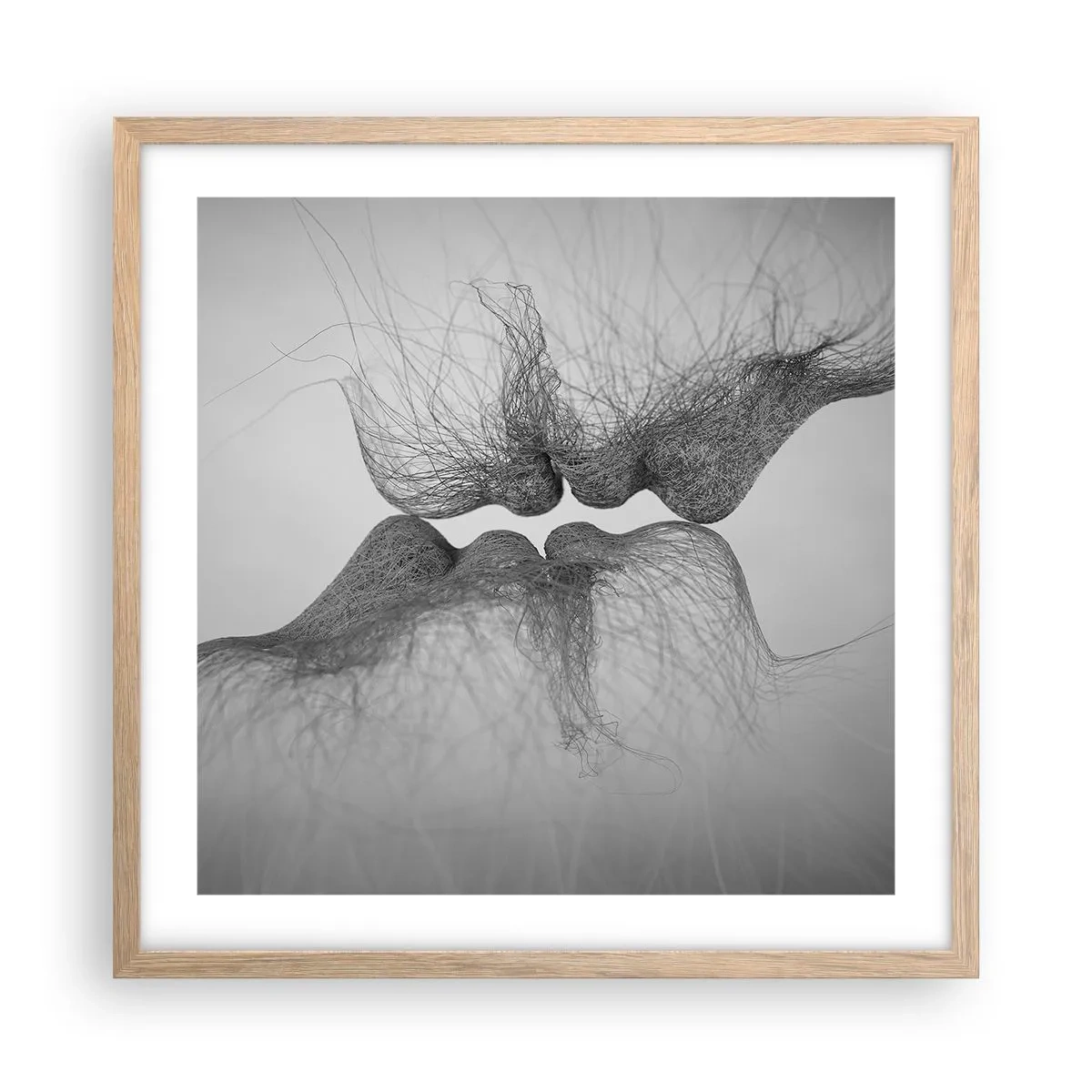 Pôster com moldura de carvalho claro - O beijo do vento - 50x50 cm