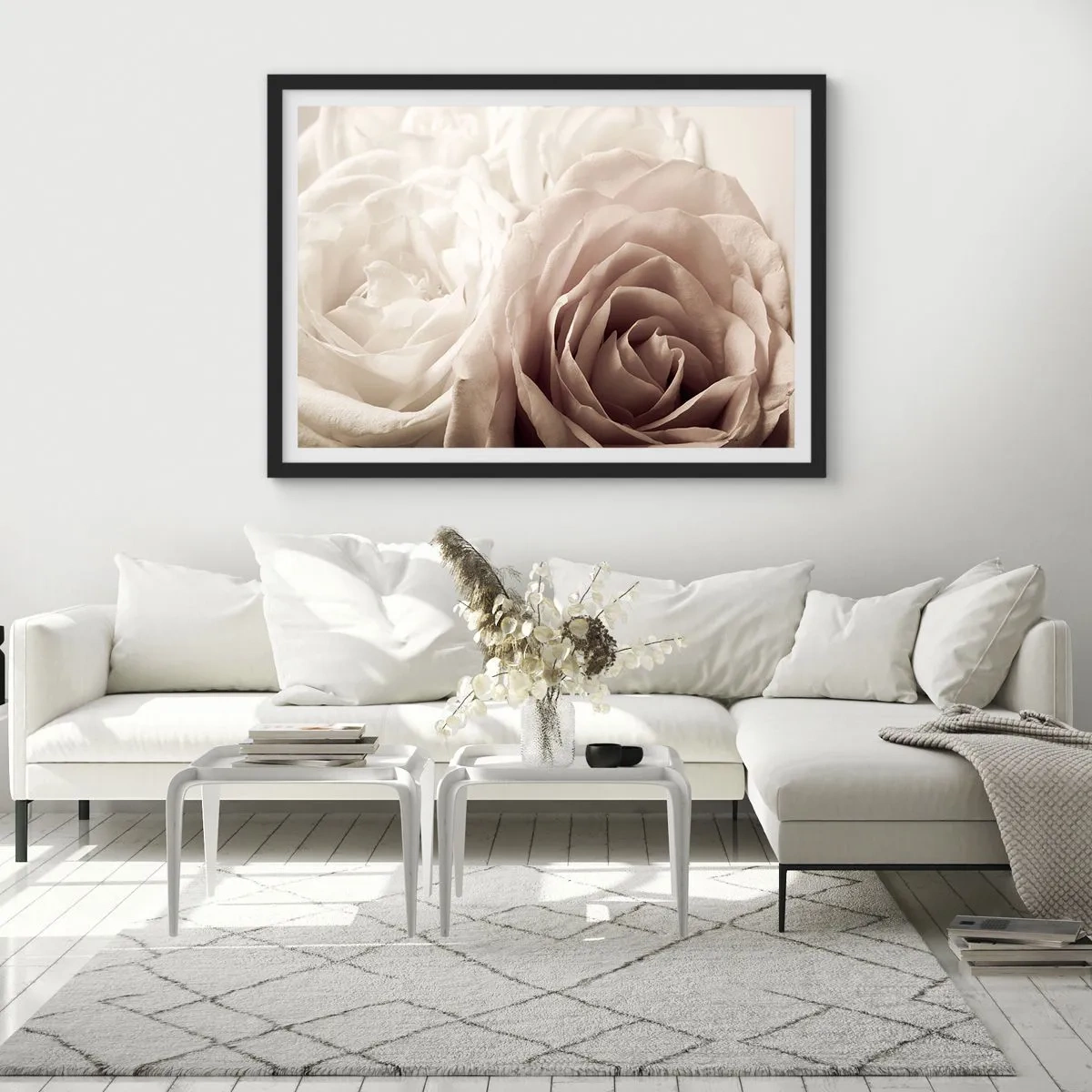 Pôster com moldura preta - No coração de uma rosa - 70x50 cm