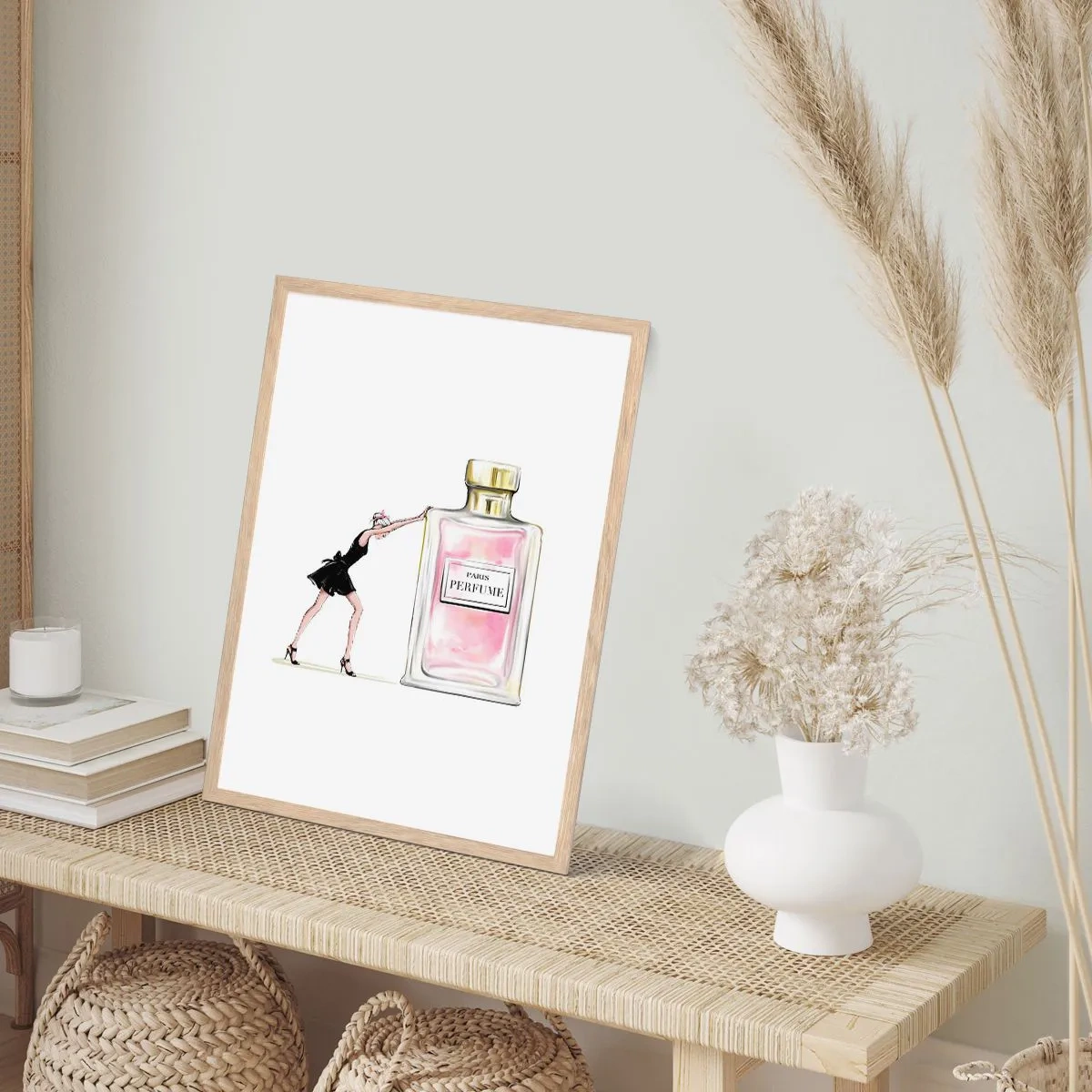 Pôster com moldura de carvalho claro - A essência da feminilidade - 70x100 cm