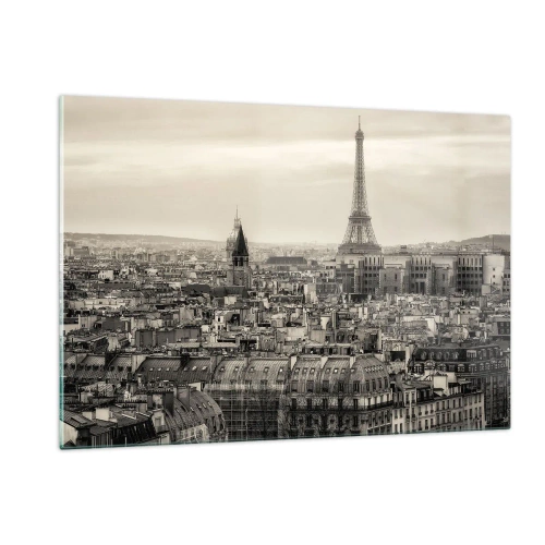 Quadro em vidro - Sobre os telhados de Paris - 120x80 cm