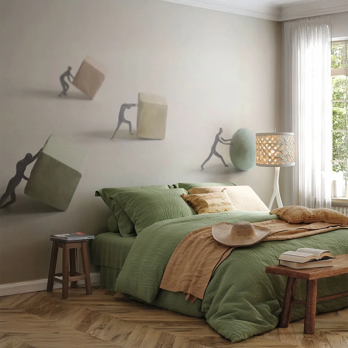 Papel de Parede Premium Canvas - É a vida - Abstração, Pessoas, Trabalhar - 250x175 cm