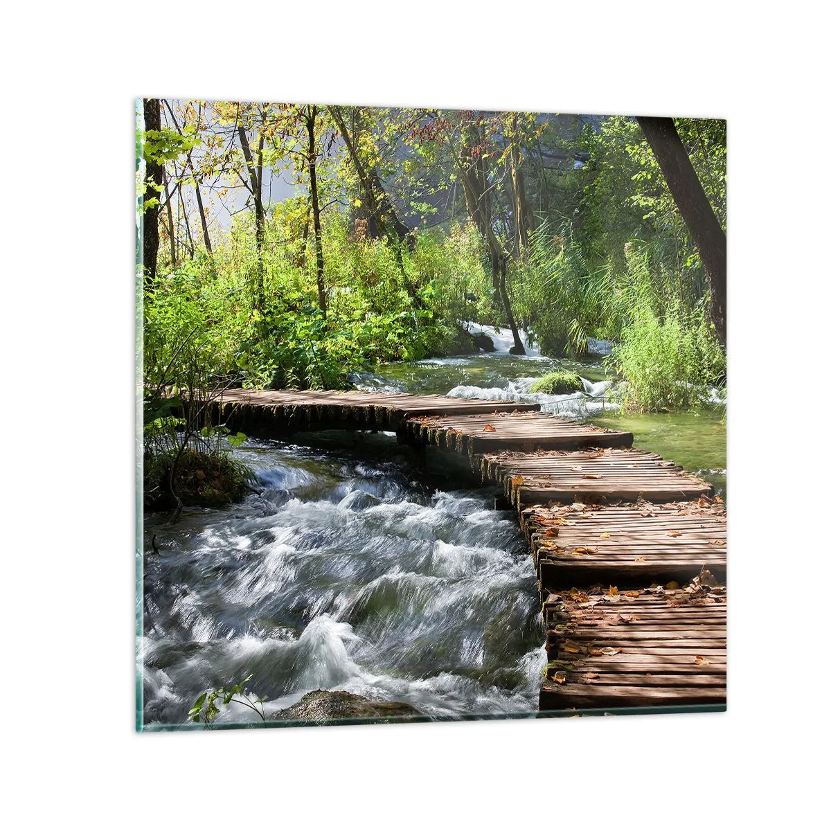 Quadro em vidro - Sobre a cascata espumosa - 30x30 cm