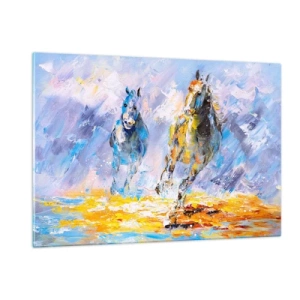 Quadro em vidro - Galopando através do brilho - 120x80 cm