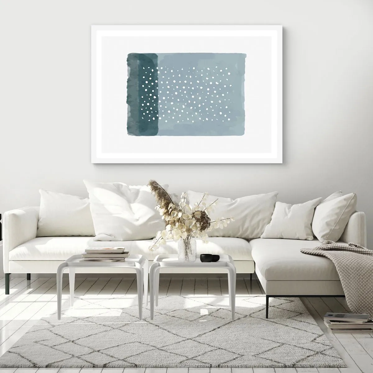 Pôster em moldura branca - Cultivado em azul - 91x61 cm