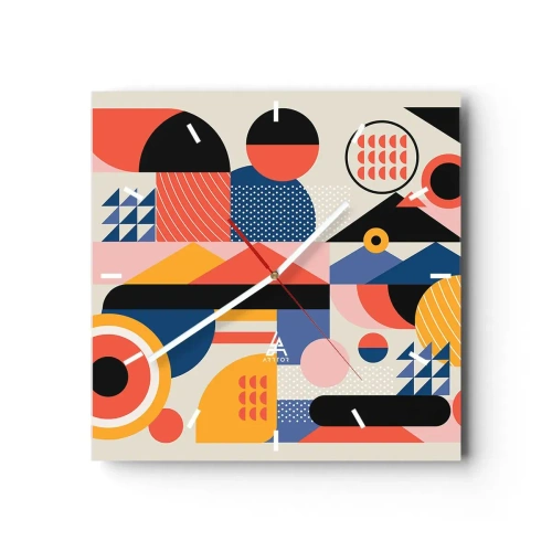 Relógio de parede - Relógio em vidro - Composição: brincar - 30x30 cm