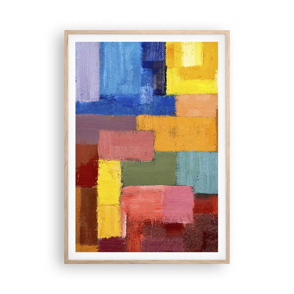 Pôster com moldura de carvalho claro - Cada um diferente, todos coloridos - 70x100 cm