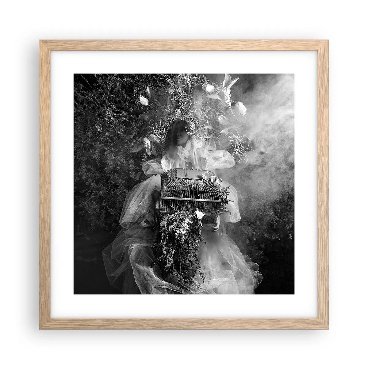 Pôster com moldura de carvalho claro - A própria mãe – natureza - 40x40 cm