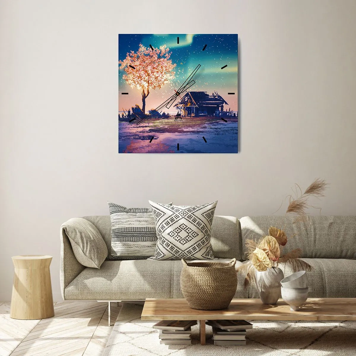 Relógio de parede - Relógio em vidro - A natureza não passa - 40x40 cm