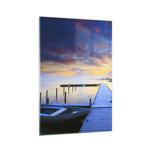 Quadro em vidro - Paz violeta-dourada - 70x100 cm