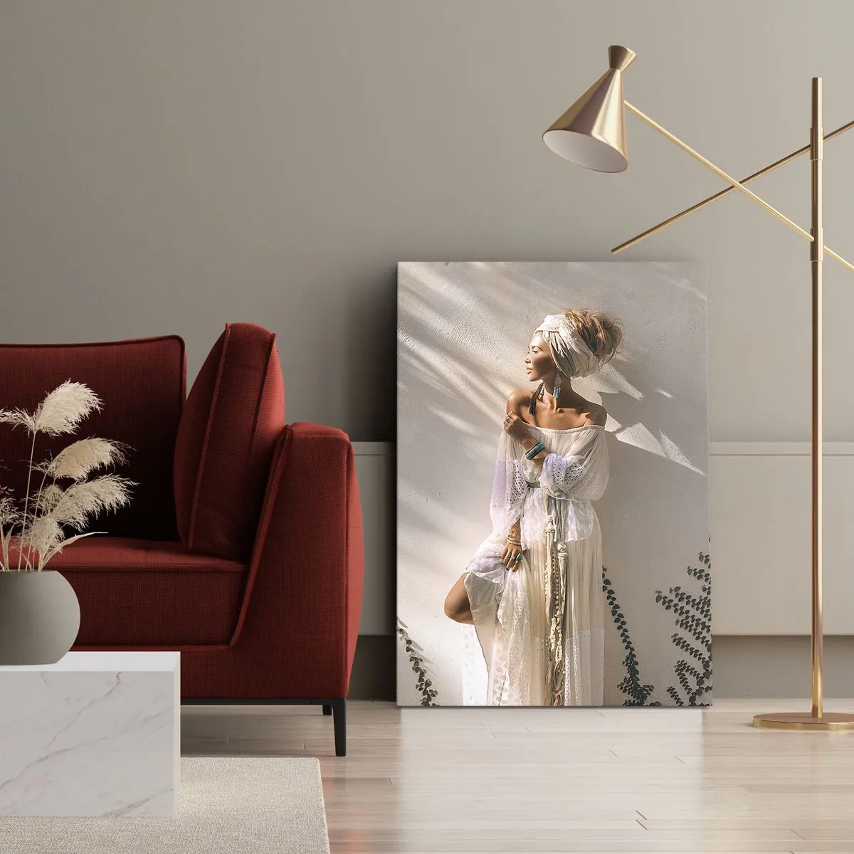 Quadro em tela - O sol e a garota - 65x120 cm