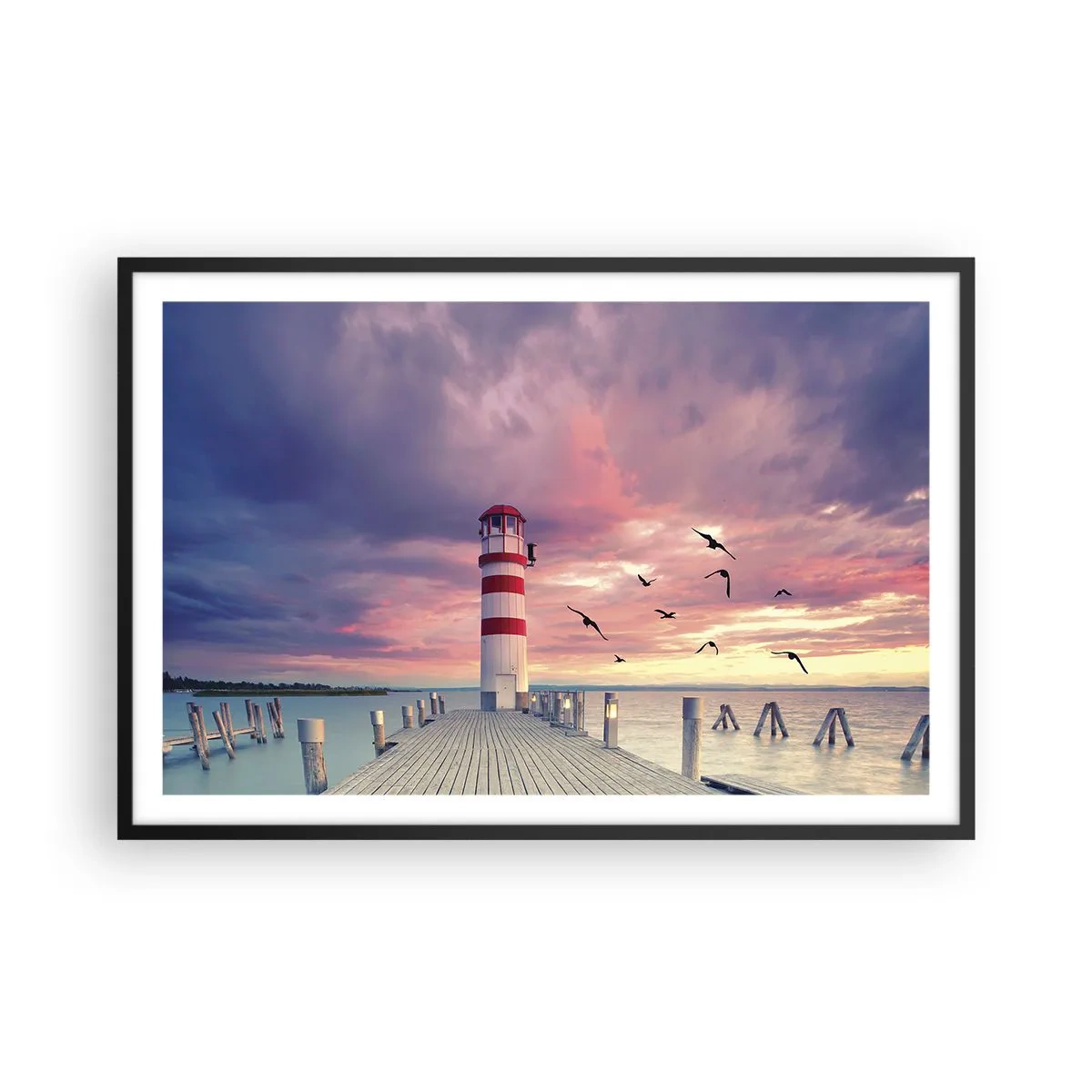 Pôster com moldura preta - Hora de ir ao porto - 91x61 cm