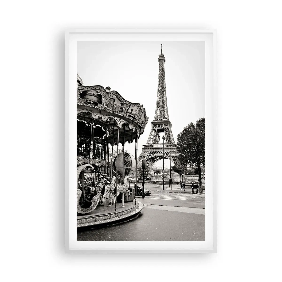 Pôster em moldura branca - Pensar em diversão é pensar em Paris - 61x91 cm