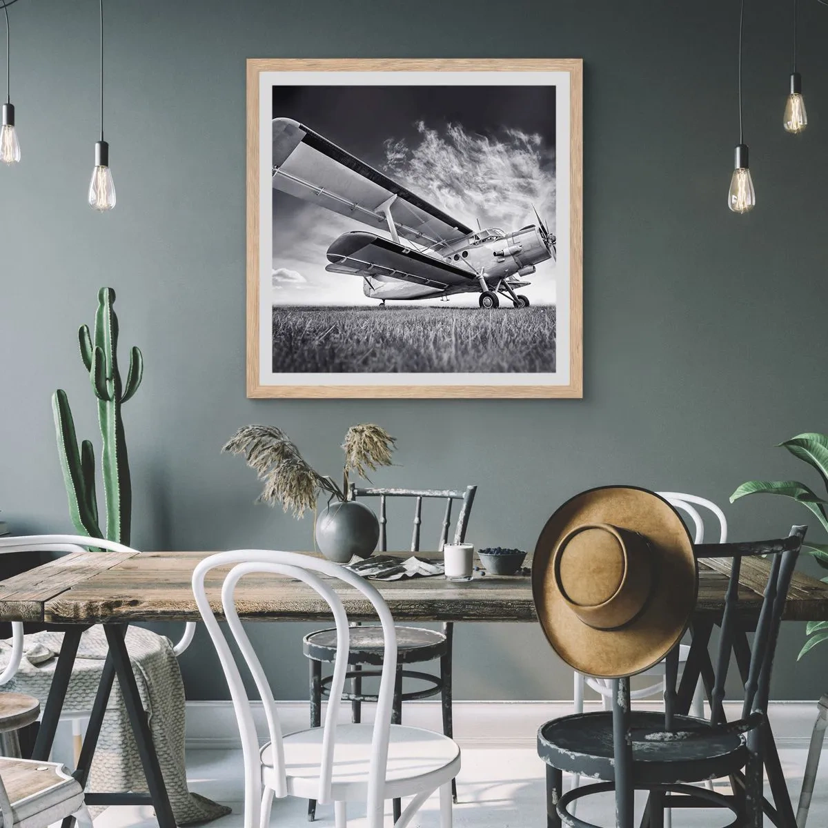 Pôster com moldura de carvalho claro - Andarilho alado - 30x30 cm