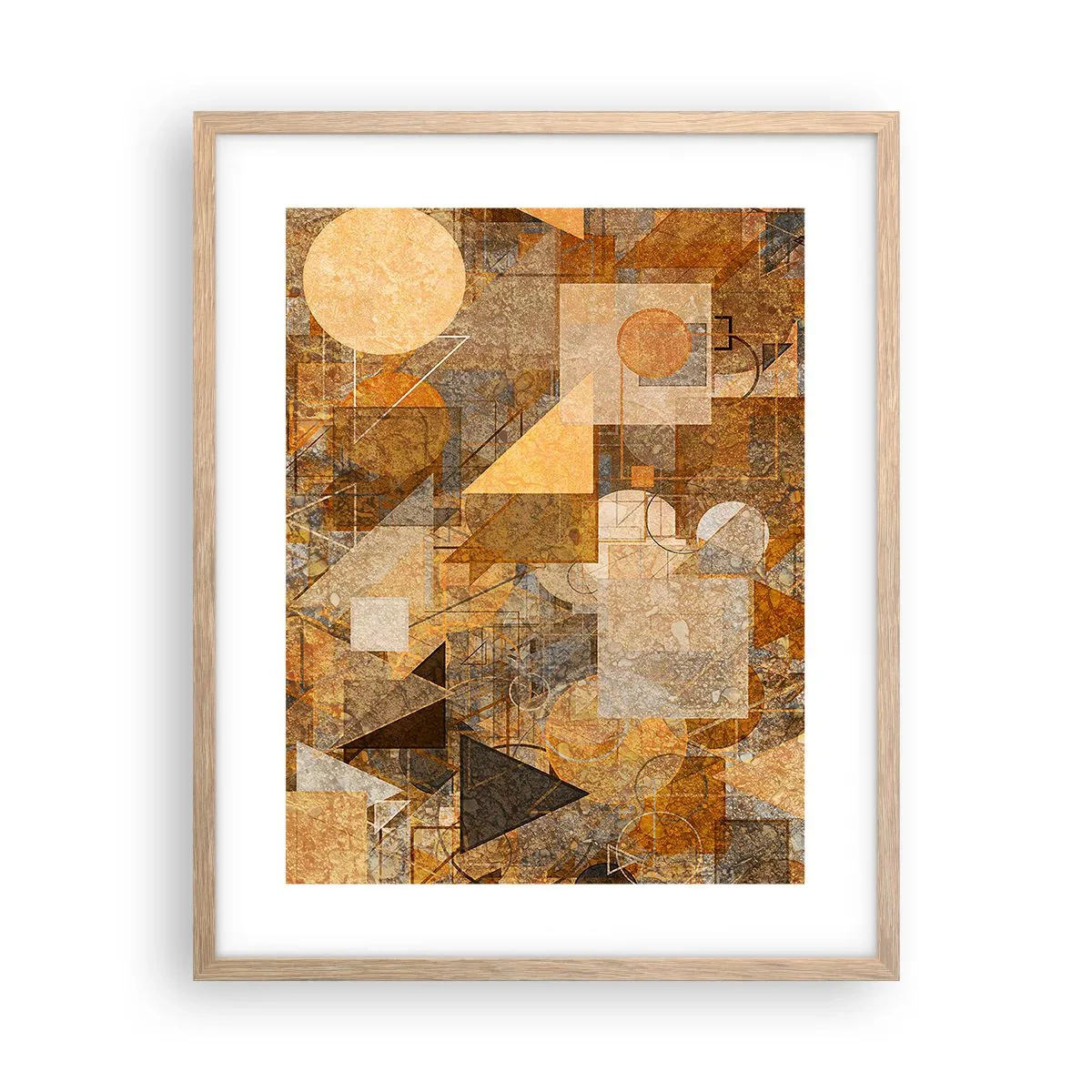 Pôster com moldura de carvalho claro - Estudo Cubista em Bronze - 40x50 cm