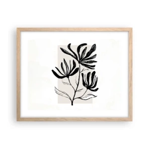 Pôster com moldura de carvalho claro - Esboço para o herbário - 50x40 cm