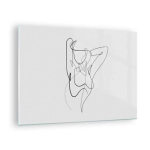 Quadro em vidro - Uma silhueta feminina desenhada com uma única linha sobre um fundo branco - 70x50cm - Que tipo de pessoa é realmente... - Decoração de parede moderna para a sala de estar e quarto ARTTOR