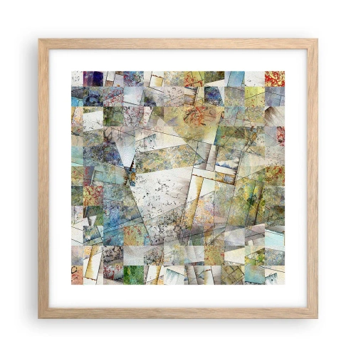 Pôster com moldura de carvalho claro - Embaralhamento geométrico - 40x40 cm