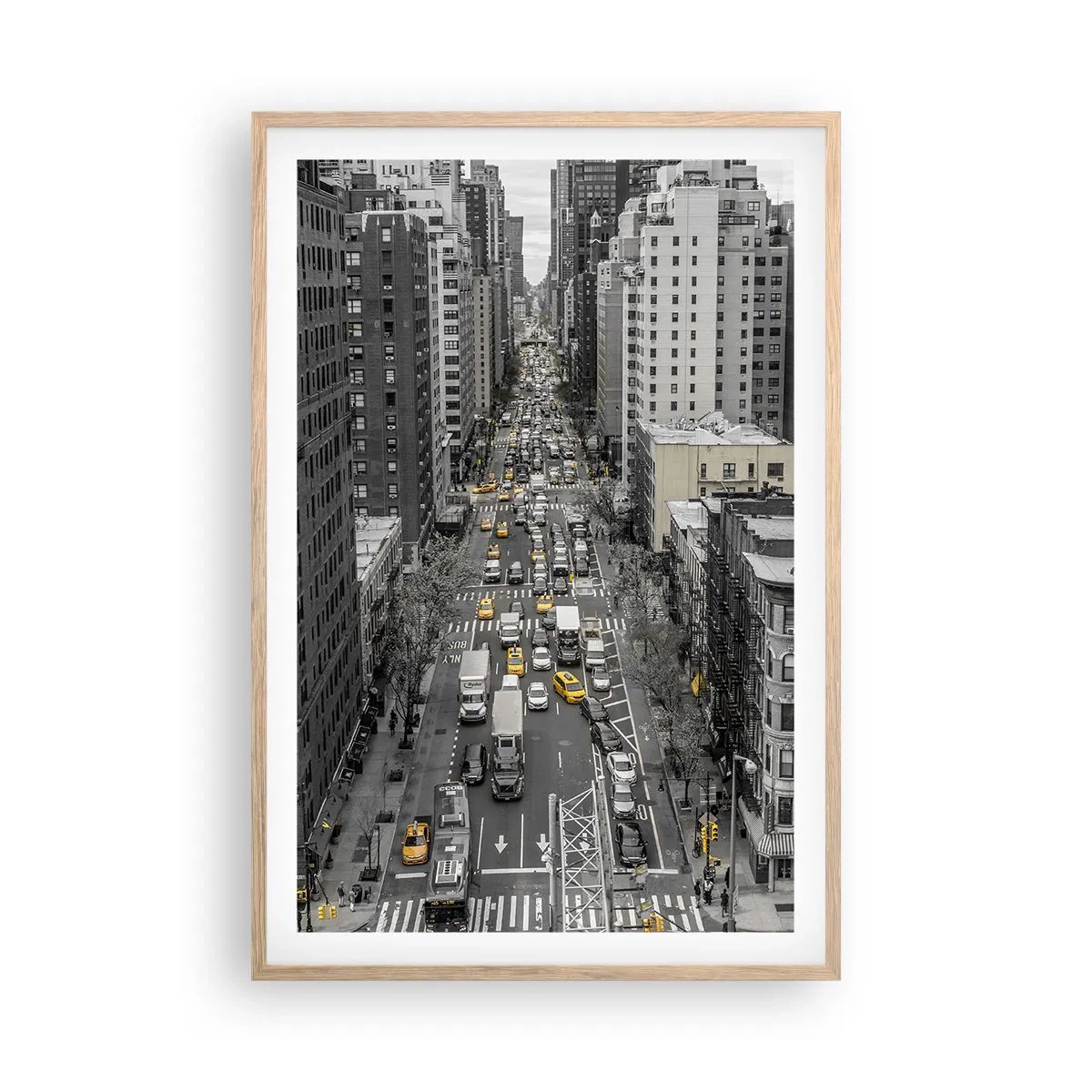 Pôster com moldura de carvalho claro - Vida em Nova York - 61x91 cm