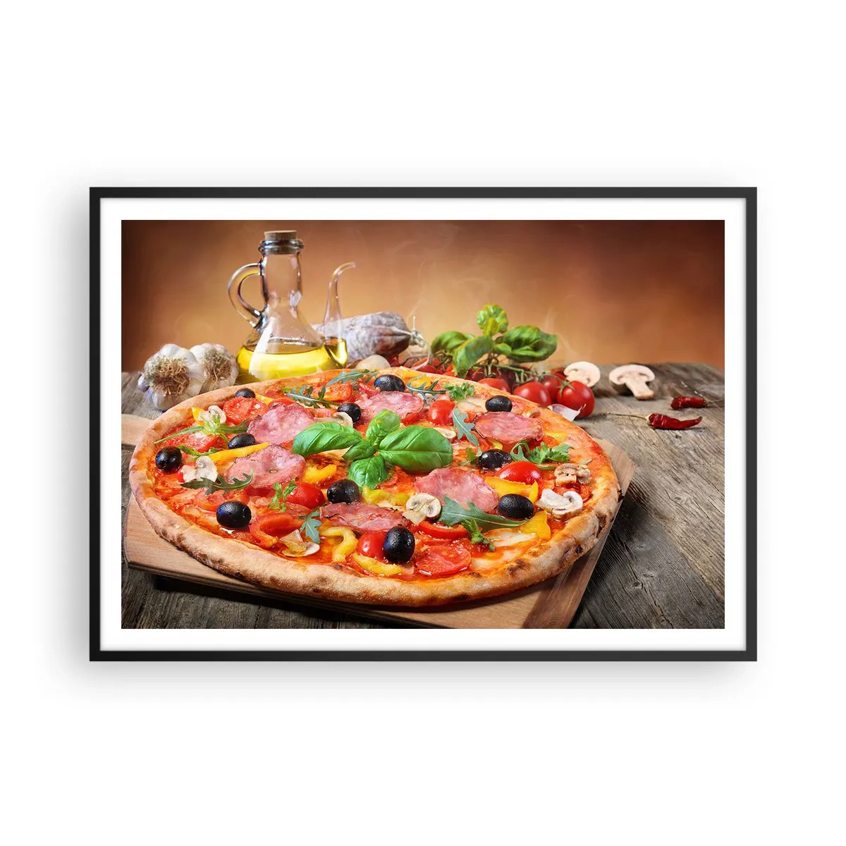 Pôster com moldura preta - Com um sabor verdadeiramente italiano - 100x70 cm